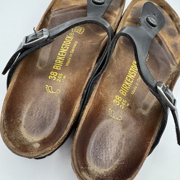 Birkenstock Gizeh Sandals Womens EU 38 US 7-7.5 Black Cork Narrow - Picture 7 of 9